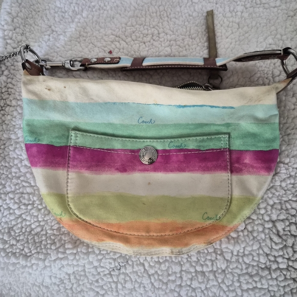 Coach Handbags - Coach Hampton Watercolor Stripe Hobo Bag